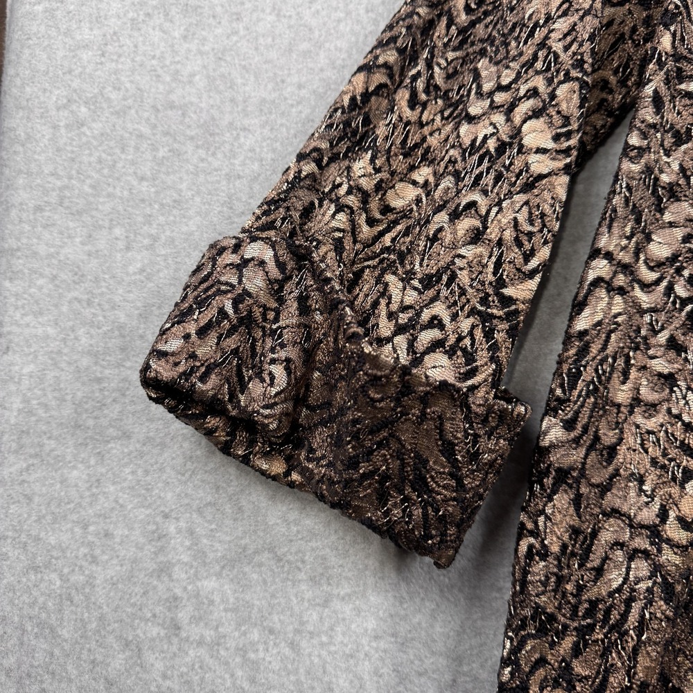 Ali Miles Jacket Womens 2X Gold Black Metallic Lace Button Front Boho‎ Artsy - Picture 5 of 9